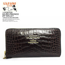 GLAD HAND &times; PORTER GH-BELONGINGS ZIP WALLET -CROCOLIKE BROWN-画像