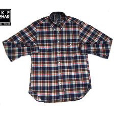 IKE BEHAR MF1501LB FREED0M FIT L/S B.D FLANNEL SHIRTS navy x brown画像