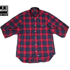 IKE BEHAR MF1501LB FREED0M FIT L/S B.D FLANNEL SHIRTS/red x navy画像