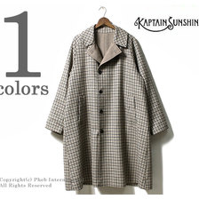 Kaptain Sunshine Reversible Chesterfield Coat Alpaca-mix Patterned Tweed KS8FCO05画像
