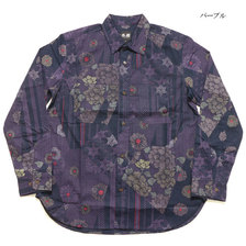 衣櫻 Lot.SA-1216 長袖ワークシャツ "大島紬調ランダムパターンプリント" SA1216画像