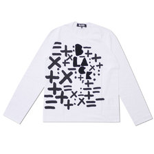 BLACK COMME des GARCONS FLOCK PRINT LOGO L/S TEE WHITE画像
