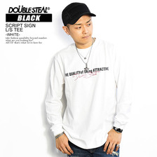 DOUBLE STEAL BLACK SCRIPT SIGN L/S TEE -WHITE- 984-14217画像