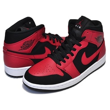 NIKE AIR JORDAN 1 MID black/gym red-white 554724-054画像