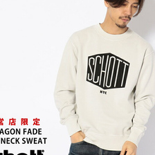 Schott INDIGO HEXAGON FADE CREWNECK SWEAT 3183101画像