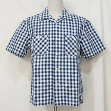 THE FLAT HEAD INDIGO CHECK S/S SHIRT F-SCO-007S画像