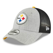 NEW ERA PITTSBURGH STEELERS HEATHERED TURN TRUCKER MESH CAP H.GREYxBLACK FF3066585画像