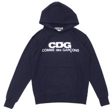 CDG COMME des GARCONS LOGO HOODED SWEATSHIRT NAVY画像