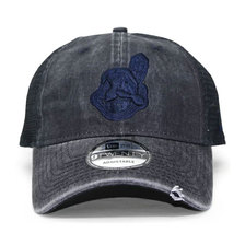 NEW ERA CLEVELAND INDIANS MLB TONAL WASHED 9TWENTY MESH CAP NAVY FFNE2905619画像