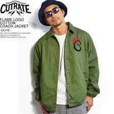 CUTRATE FLAME LOGO COTTON COACH JACKET -OLIVE-画像