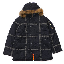 Supreme 18FW Logo Tape N-3B Parka BLACK画像