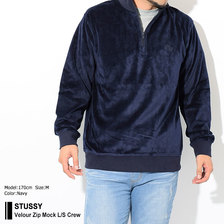 STUSSY Velour Zip Mock L/S Crew 1140103画像