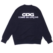 CDG COMME des GARCONS LOGO CREW NECK SWEATSHIRT NAVY画像
