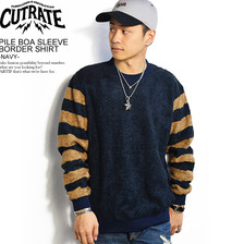 CUTRATE PILE BOA SLEEVE BORDER SHIRT -NAVY-画像