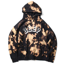 OBEY BLEACH TIE DYE HOODED FLEECE "OBEY NEW WORLD" (BLACK)画像