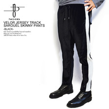 NO ID. VELOR JERSEY TRACK SAROUEL SKINNY PANTS -BLACK- 843006-645P画像