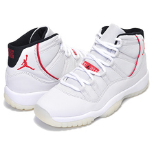 NIKE AIR JORDAN 11 RETRO(GS) platinum tint/university red 378038-016画像