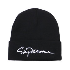 Supreme 18FW Classic Script Beanie BLACK画像