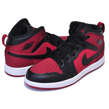 NIKE JORDAN 1 MID(PS) gym red/black-white 640734-610画像