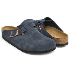 BIRKENSTOCK Boston SOFT FOOTBED NAVY SUEDE NARROW 1012371画像