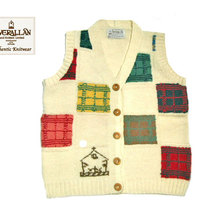 INVERALLAN 37B SHETLAND TARTAN VEST made in scotland winter white画像