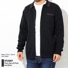 STUSSY Perry Zip L/S Polo Knit Shirt 117057画像