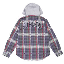 Supreme 18FW Hooded Jacquard Flannel Shirt NAVY画像