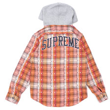 Supreme 18FW Hooded Jacquard Flannel Shirt ORANGE画像