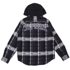 Supreme 18FW Hooded Jacquard Flannel Shirt BLACK画像