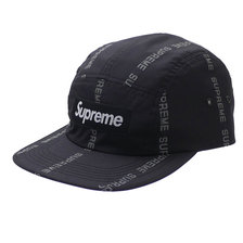Supreme 18FW Reflective Text Camp Cap BLACK ブ画像