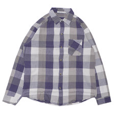 mnml 18FW VINTAGE FLANNEL SHIRT NAVY NATURAL画像