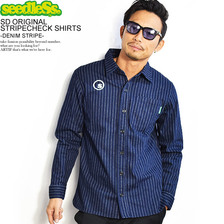 seedleSs. SD ORIGINAL STRIPECHECK SHIRTS -DENIM STRIPE- SD18F-SH01N画像