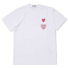 PLAY COMME des GARCONS MENS RED HEART RHINESTONE TEE WHITE画像