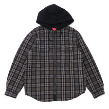 Supreme 18FW Hooded Plaid Work Shirt BLACK画像