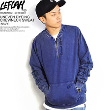LEFLAH UNEVEN DYEING CREWNECK SWEAT -NAVY-画像