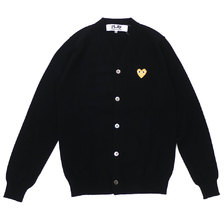PLAY COMME des GARCONS MENSGOLD HEART WOOL CARDIGAN BLACK画像