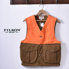 FILSON UPLAND HUMTING VEST Tan/Blaze Orange画像