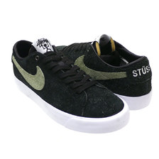 NIKE SB &times; STUSSY ZOOM BLAZER LOW QS BLACK BQ6449-001画像