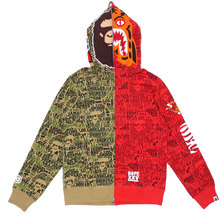 A BATHING APE 18AW BAPE XXV CITIES CAMO 2ND APE TIGER HALF FULL ZIP HOODIE GREENxRED画像