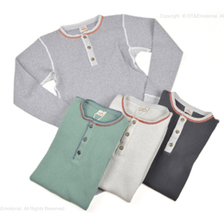 Two Moon no.26507 Old thermal henley neck tee画像