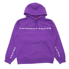 Supreme 18FW Text Stripe Hooded Sweatshirt VIOLET画像