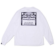 WASTED YOUTH SKATEBOARD LS TEE WHITE画像