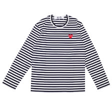 PLAY COMME des GARCONS MENS BORDER RED HEART LS TEE BLACK画像