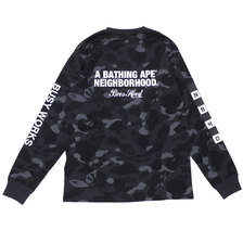 A BATHING APE &times; NEIGHBORHOOD NHBP CAMO TEE LS BLACK 182NOAPN CSM05S画像