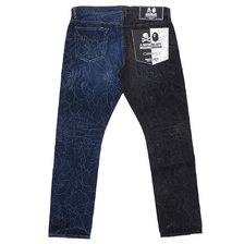 A BATHING APE &times; NEIGHBORHOOD HBP SAVAGE DP NARROW PT BLACKxINDIGO 182NYAPN PTM01S画像