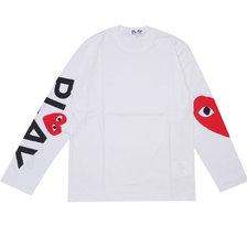 PLAY COMME des GARCONS MENS SLEEVE 2HEART LS TEE WHITE画像