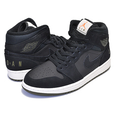 NIKE AIR JORDAN 1 MID black/olive canvas-sail-cone BQ6579-001画像