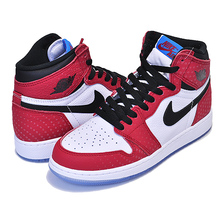 NIKE AIR JORDAN 1 HIGH OG GS SPIDER-MAN "ORIGIN STORY" gym red/black-white-photo blu 575441-602画像