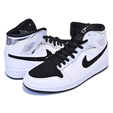 NIKE AIR JORDAN 1 MID ALTERNATE THINK 16 white/metallic silver-black 554724-121画像