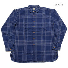SUGAR CANE FICTION ROMANCE 5oz. INDIGO CHECK WORK SHIRT SC28093画像